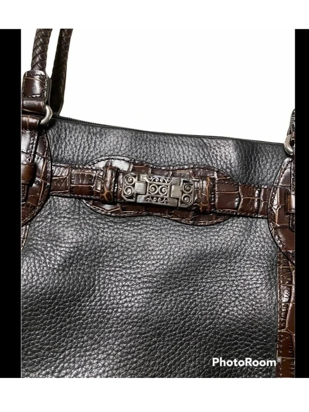 Brighton Heloise Black Pebbled Leather Tote